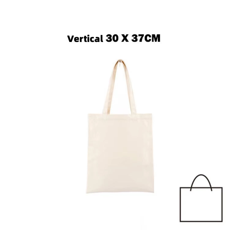 Large Capacity Canvas Shopping Bags Folding Eco-Friendly Cotton Tote Bags Reusable DIY Shoulder Bag Grocery Handbag Beige White