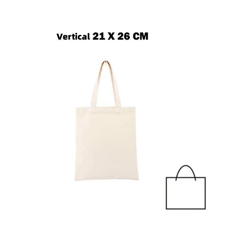 Large Capacity Canvas Shopping Bags Folding Eco-Friendly Cotton Tote Bags Reusable DIY Shoulder Bag Grocery Handbag Beige White